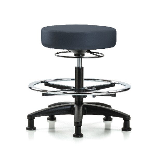 Bench Stool, Med, Vinyl, CF, Glides, Nav