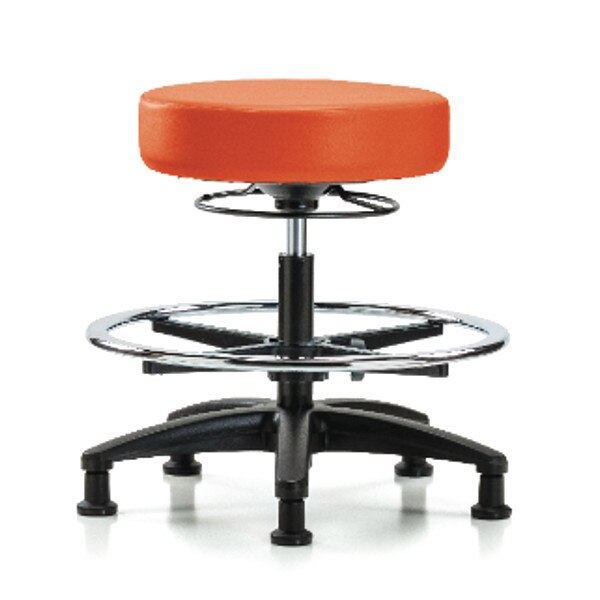 Bench Stool, Med, Vinyl, CF, Glides, Orange