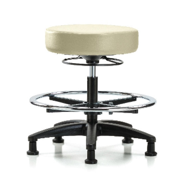 Bench Stool, Med, Vinyl, CF, Glides, Wht