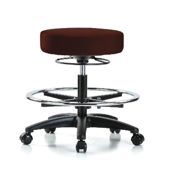 Bench Stool, Med, Vinyl, CF, Casters, Burg