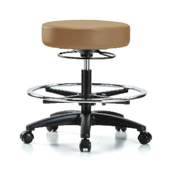 Bench Stool, Med, Vinyl, CF, Casters, Taupe