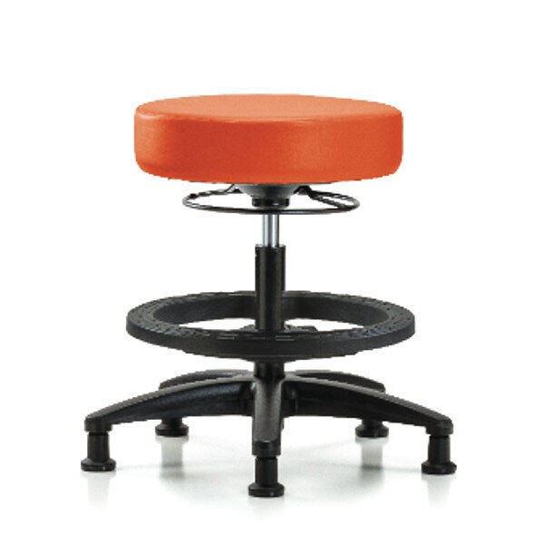 Bench Stool, Med, Vinyl, BF, Glides, Orange