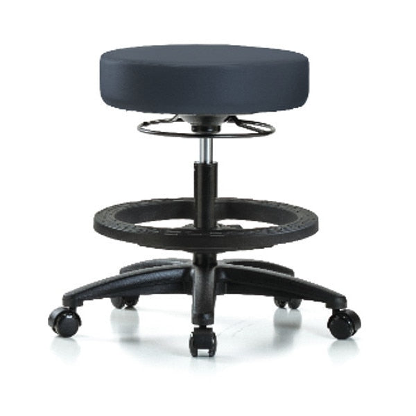 Bench Stool, Med, Vinyl, BF, Casters, Nav