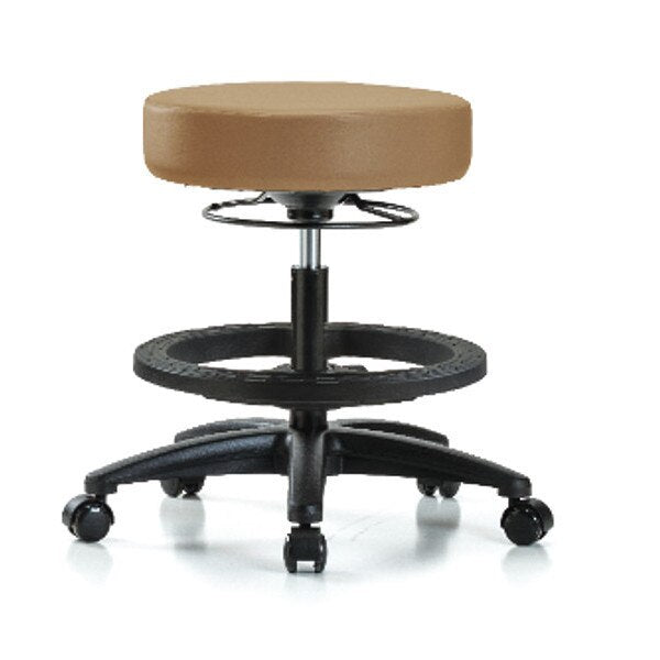Bench Stool, Med, Vinyl, BF, Casters, Taupe