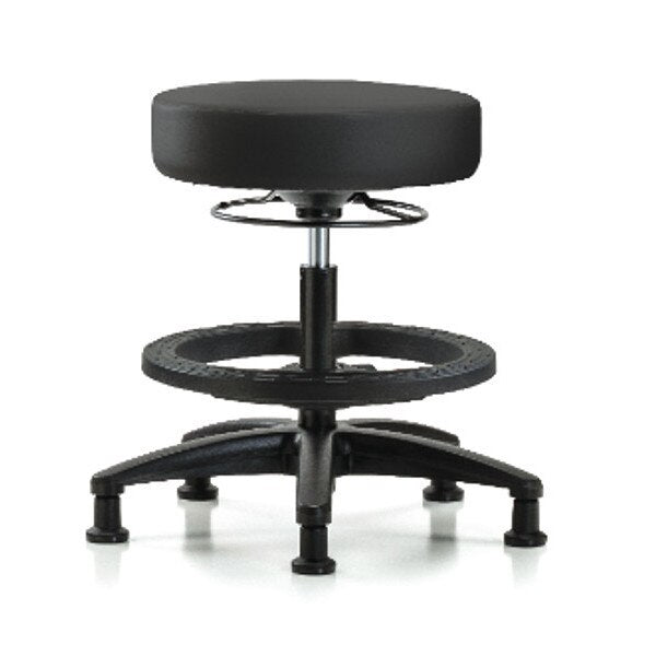 Bench Stool, Med, Vinyl, BF, Glides, BLK
