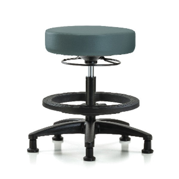 Bench Stool, Med, Vinyl, BF, Glides, Blu