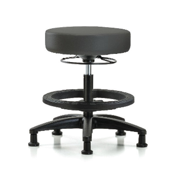 Bench Stool, Med, Vinyl, BF, Glides, Gry