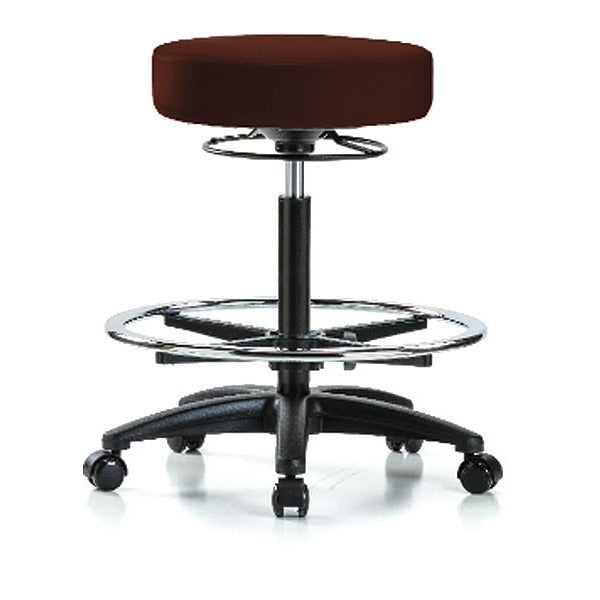 Bench Stool, Hi, Vinyl, CF, Casters, Burg