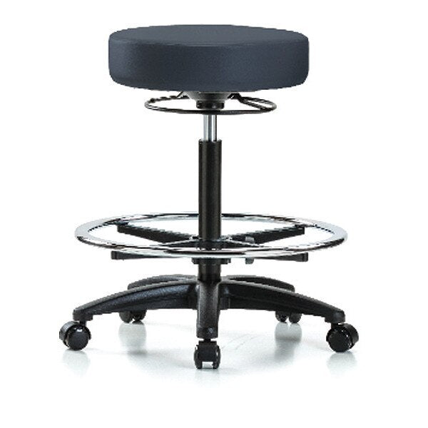 Bench Stool, Hi, Vinyl, CF, Casters, Nav