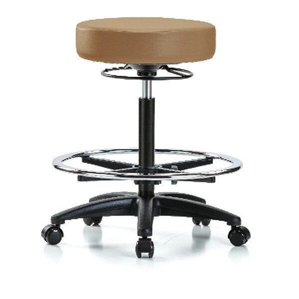 Bench Stool, Hi, Vinyl, CF, Casters, Taupe