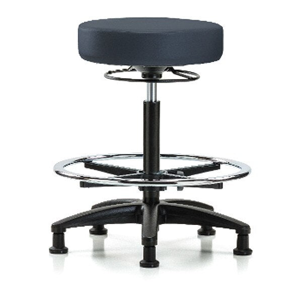 Bench Stool, Hi, Vinyl, CF, Glides, Nav
