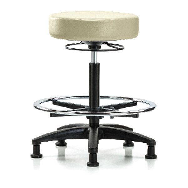 Bench Stool, Hi, Vinyl, CF, Glides, Wht