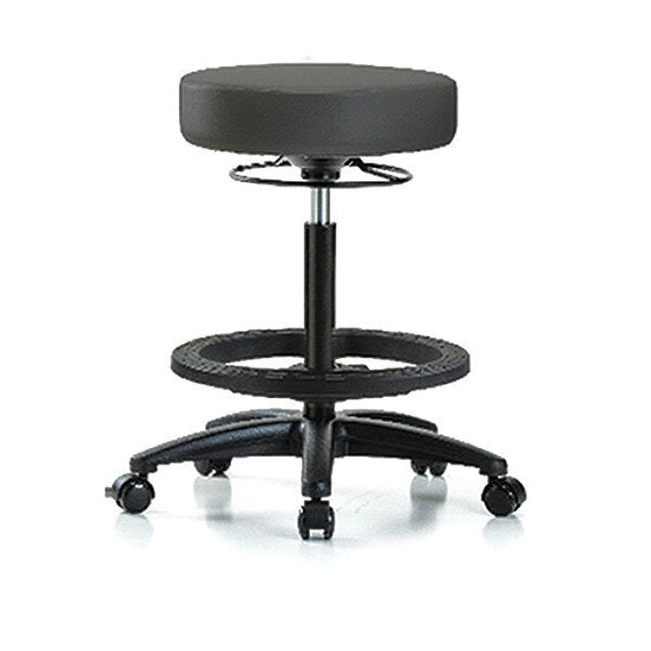Bench Stool, Hi, Vinyl, BF, Casters, Gry