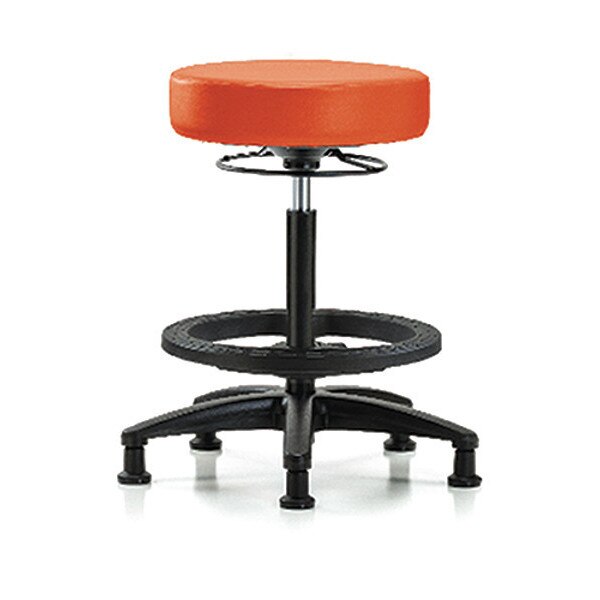 Bench Stool, Hi, Vinyl, BF, Glides, Orange