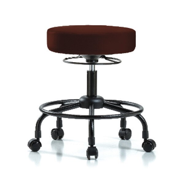 Bench Stool, Med, Vinyl, RT, Casters, Burg