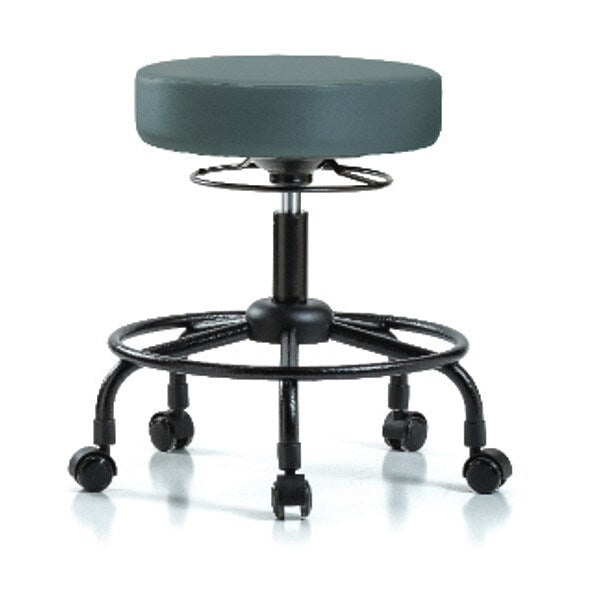 Bench Stool, Med, Vinyl, RT, Casters, Blu