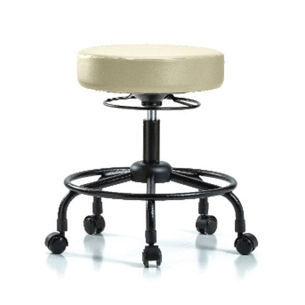 Bench Stool, Med, Vinyl, RT, Casters, Wht
