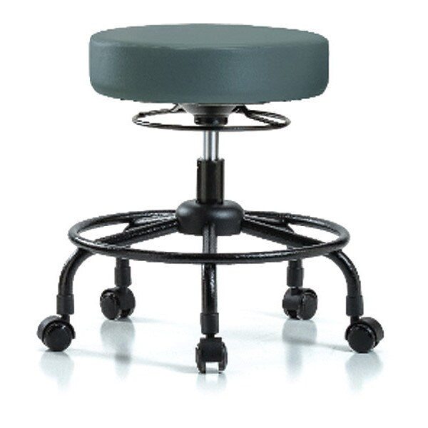 Desk Stool, Vinyl, RT, Casters, Blu