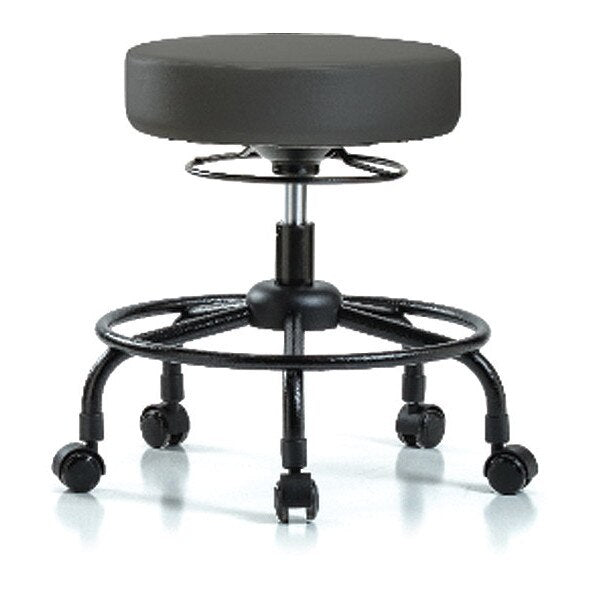 Desk Stool, Vinyl, RT, Casters, Gry