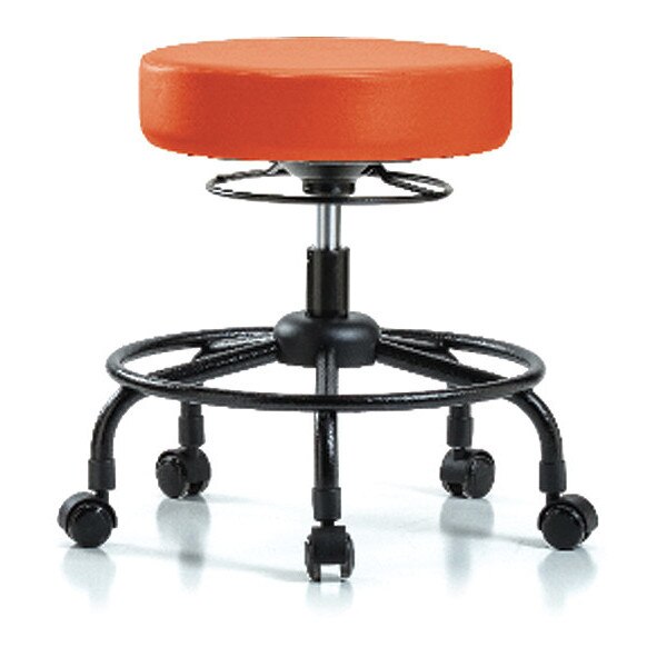 Desk Stool, Vinyl, RT, Casters, Orange