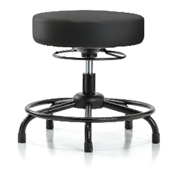 Desk Stool, Vinyl, RT, Glides, BLK