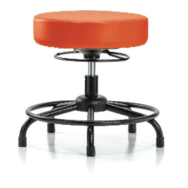 Desk Stool, Vinyl, RT, Glides, Orange