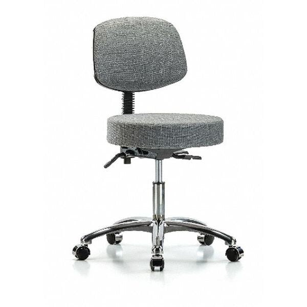 Desk Stool, Fabric, Bk Chrm, Tilt, Cast, Gry