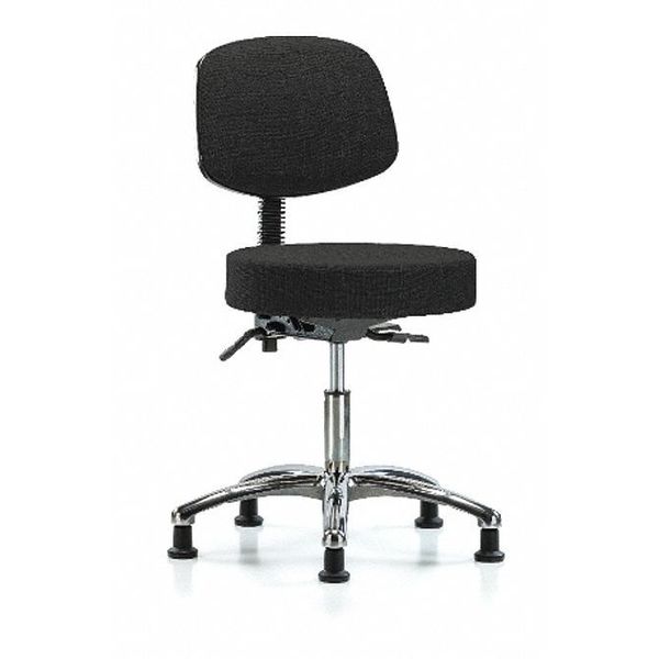Desk Stool, Fabric, Bk Chrome, Glides, Blk