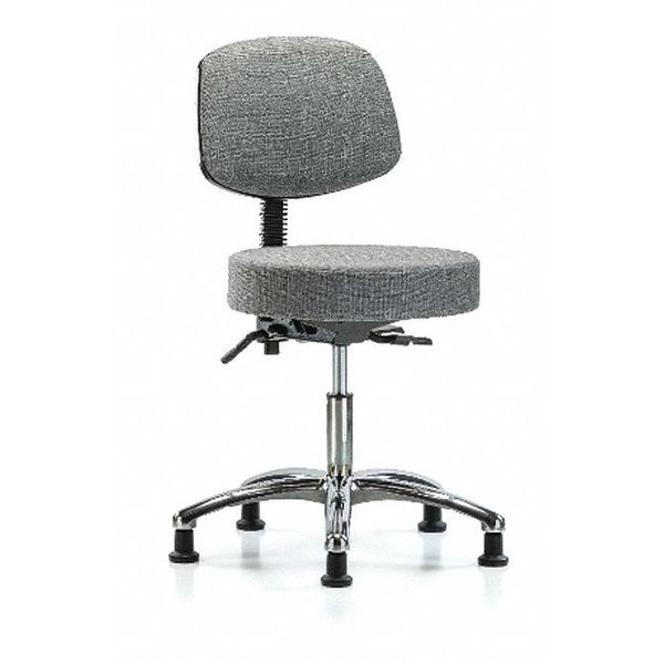 Desk Stool, Fabric, Bk Chrome, Glides, Gry