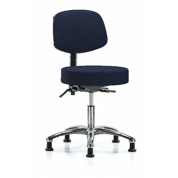 Desk Stool, Fabric, Bk Chrome, Glides, Nav