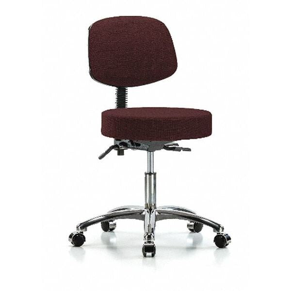 Desk Stool, Fabric, Bk Chrm, Tilt, Cast, Bur