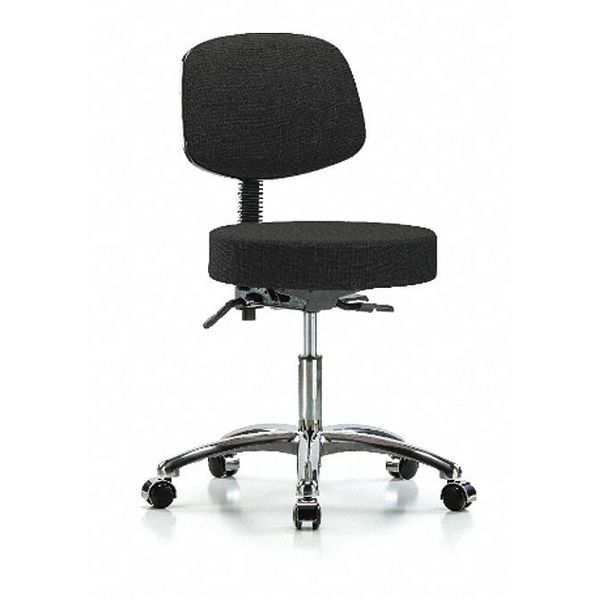 Desk Stool, Fabric, Bk Chrm, Tilt, Cast, Blk