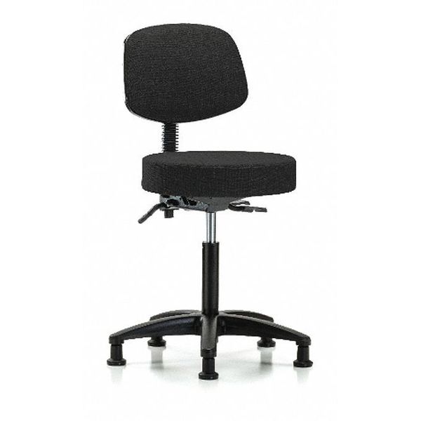 Bench Stool, Med, Fabric, Bk, Casters, Blk
