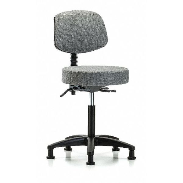 Bench Stool, Med, Fabric, Bk, Casters, Gry