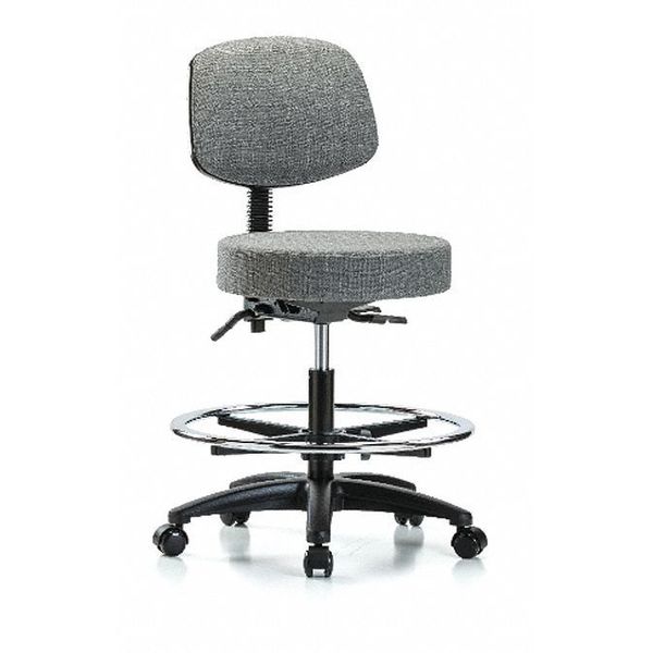 Bench Stool, Med, Fab, Bk, CF, Casters, Gry