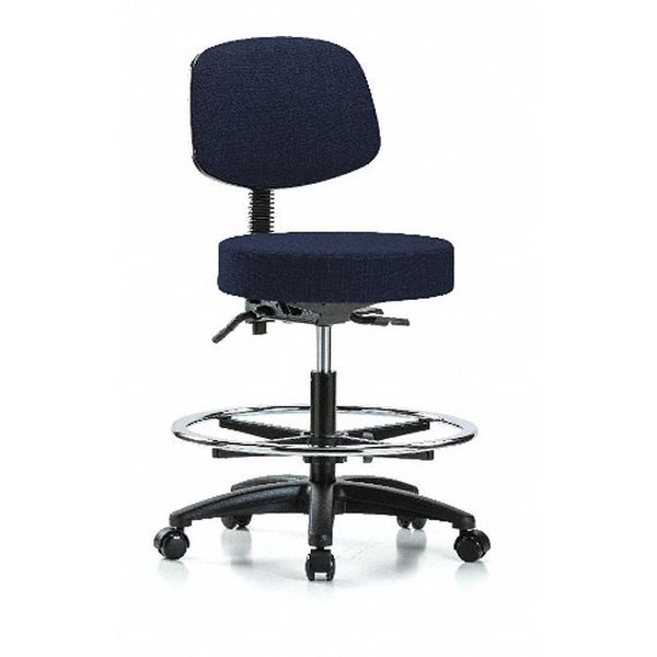 Bench Stool, Med, Fab, Bk, CF, Casters, Nav