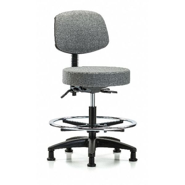 Bench Stool, Med, Fab, Bk, CF, Glides, Gry