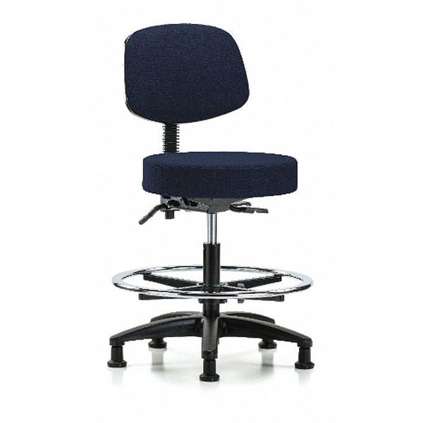 Bench Stool, Med, Fab, Bk, CF, Glides, Nav