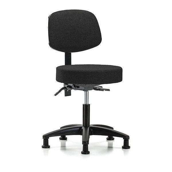 Desk Stool, Fabric, Bk, Glides, Blk