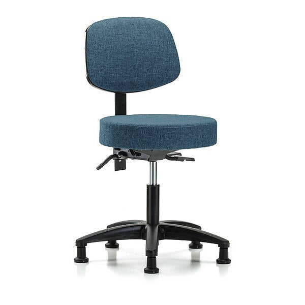 Desk Stool, Fabric, Bk, Glides, Blu