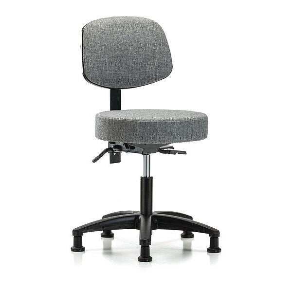 Desk Stool, Fabric, Bk, Glides, Gry