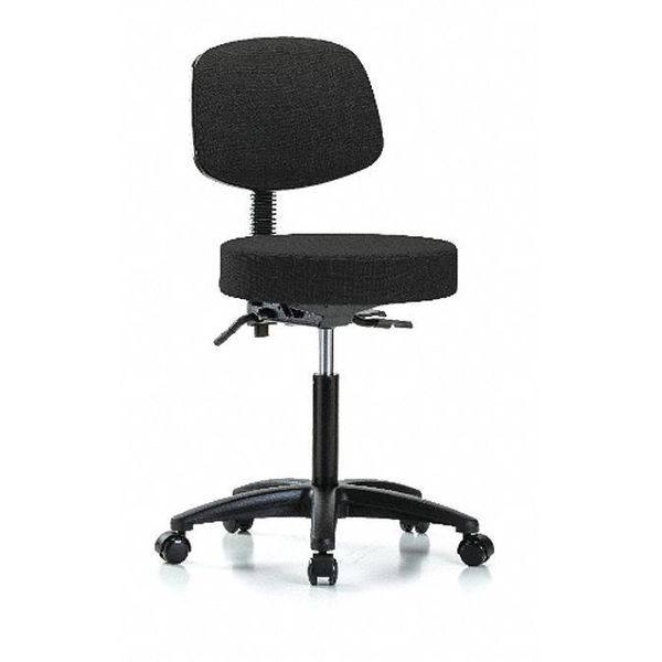 Bench Stool, Med, Fab, Bk, Tilt, Cast, Blk