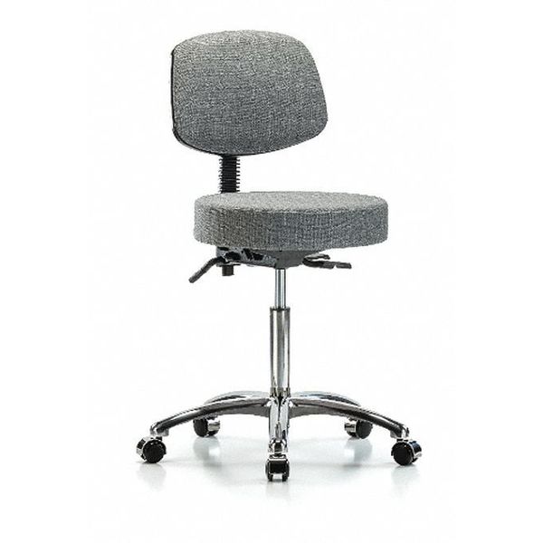 Bench Stool, Med, Fabric, Bk Chrom, Cast, Gry