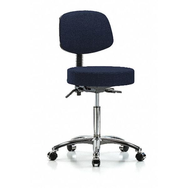 Bench Stool, Med, Fabric, Bk Chrom, Cast, Nav