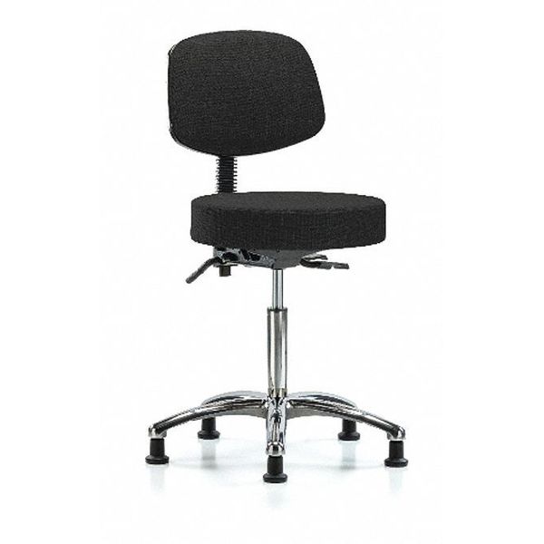Bench Stool, Med, Fabric, Bk Chrm, Glids, Blk