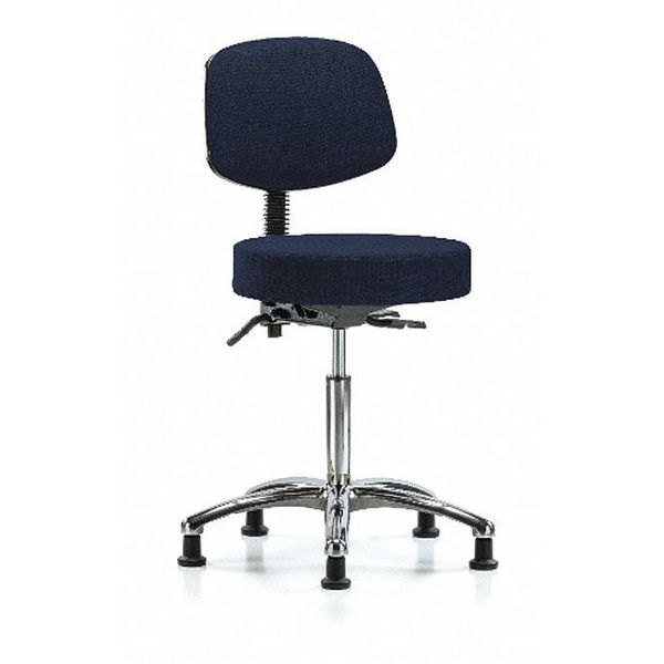 Bench Stool, Med, Fabric, Bk Chrm, Glids, Nav