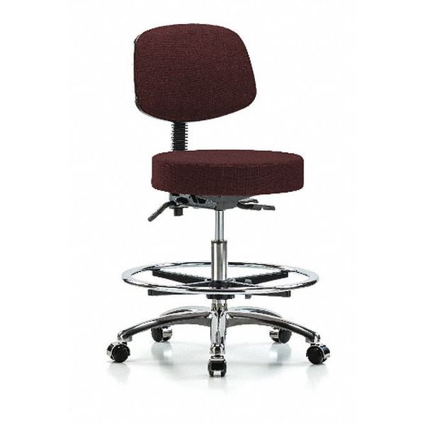 Bench Stool, Med, Fab, Bk Chrm, CF, CastBur