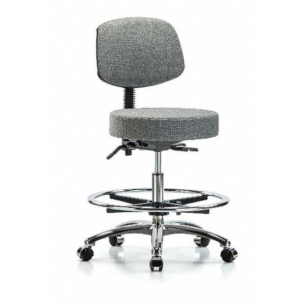 Bench Stool, Med, Fabric, Bk CF, Cast, Gry