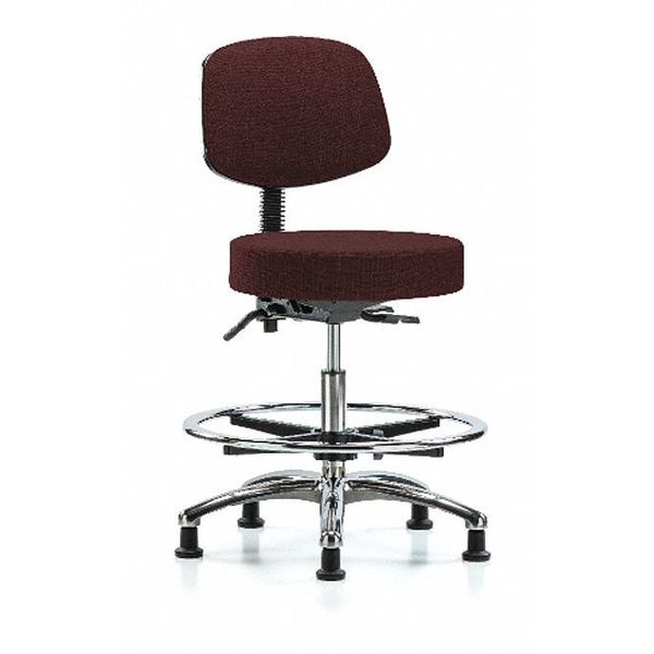 Bench Stool, Med, Fab, Bk Chrm, CF, Gld Bur