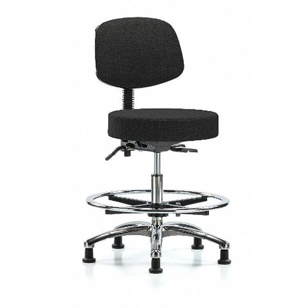 Bench Stool, Med, Fabric, Bk CF, Gld, Blk